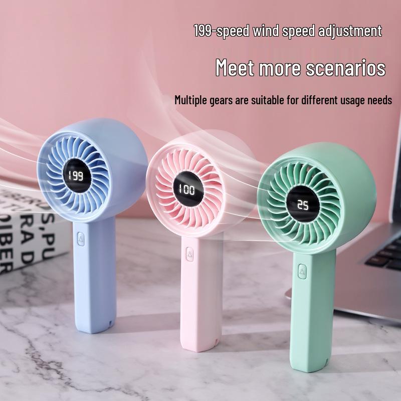 Portable Rechargeable USB Mini Fan with Digital Display and Strong Wind