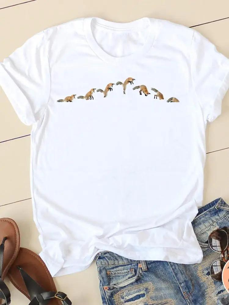 Watercolor Funny Printed T-Shirt Summer Trend White Short Sleeve Neck Casual Sports Aesthetic Clothes Harajuku Women's T Shirts