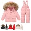 Toddler Boys Girls Snowsuit – 90% Duck Down Hooded Puffer Jacket and Bib Pants Set, Waterproof for Cold Weather, 1–6Y