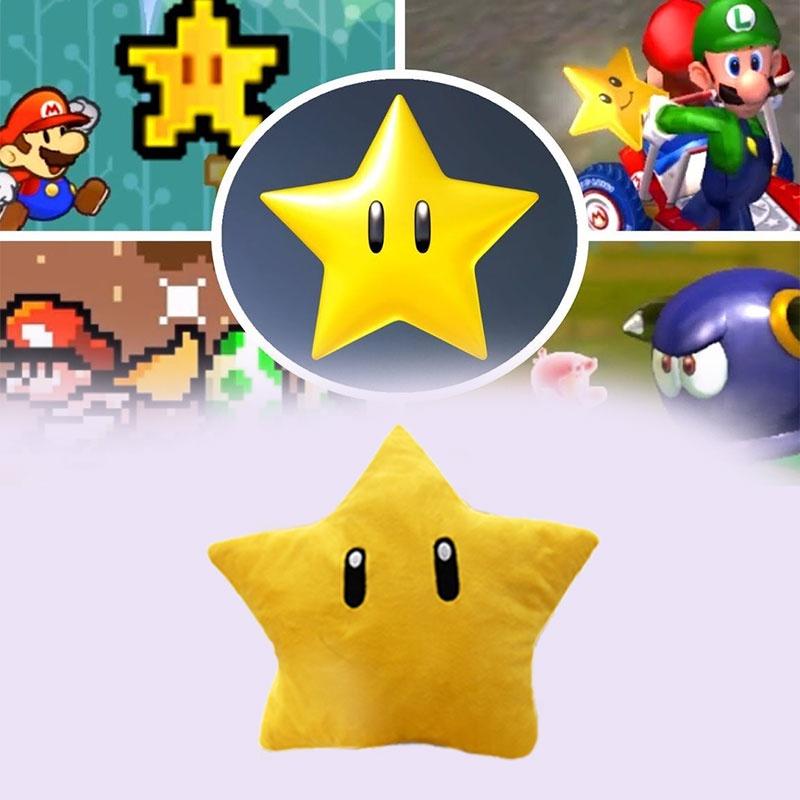 Super Mario Gelber Stern Plüschtier 30 cm Kurze Fellfigur