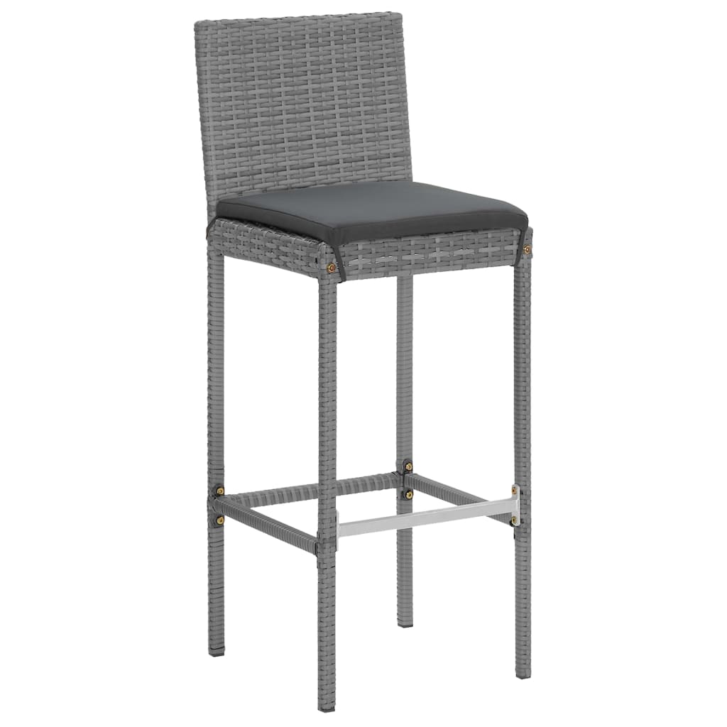 9 piece Garden Bar Set with Cushions Gray Poly Rattan