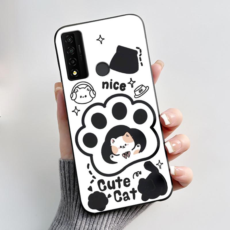 Casing For TCL 20 XE Case Aesthetic Fashion Cute Cat Astronaut Black Soft Silicone Protective Back Cover For TCL 20XE Phone Case