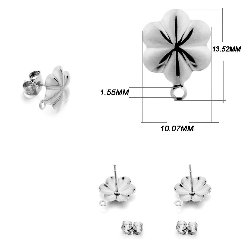 10Pcs/Lot Stainless Steel Earring Base Geometric Leaves Earrings Stud with Hole Connectors for DIY Jewelry Making Accessories