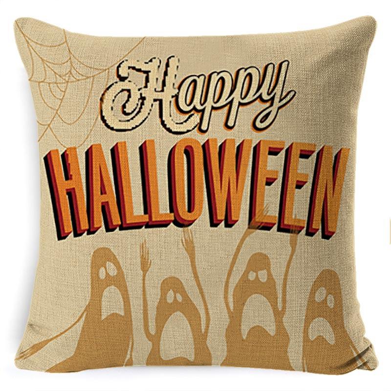 Halloween Pillow Pumpkin Little Witch Horror Cushion Linen Cushion Cover Holiday Party Pillow Cover Bed Backrest