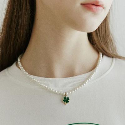 Clover Pearl Necklace - Gold
