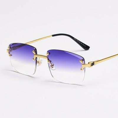 Fashion Vintage Rivet Rimless Sunglasses Women For Men Square Sun Glasses Punk Luxury Brand Designer Popular Driving Shade Uv400