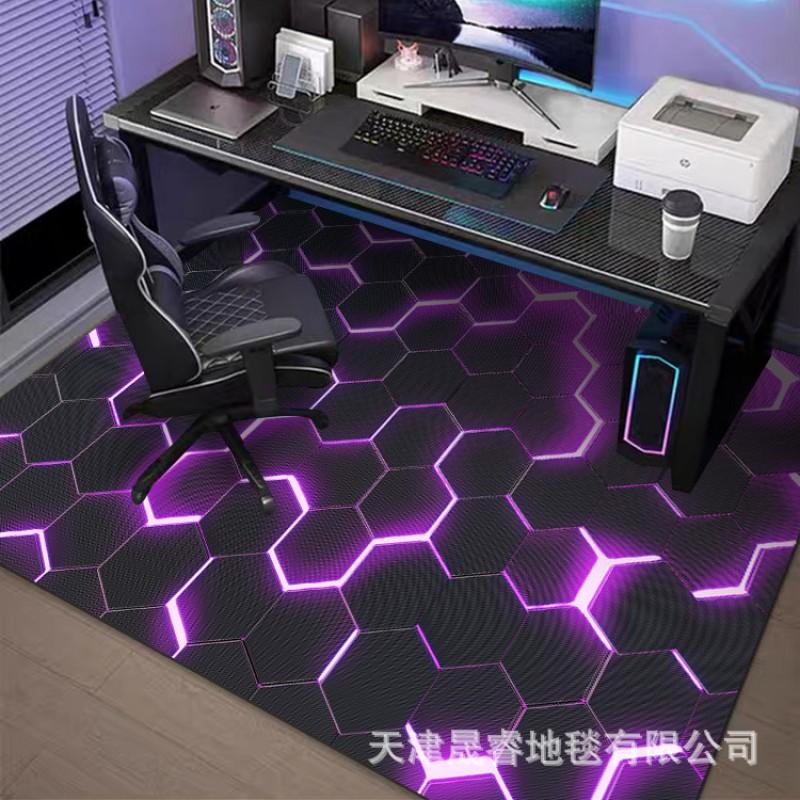 Gaming Room Rug Chair Mat Floor Protection Non-Slip Geometric Crystal Velvet Carpet Living Bedroom Study
