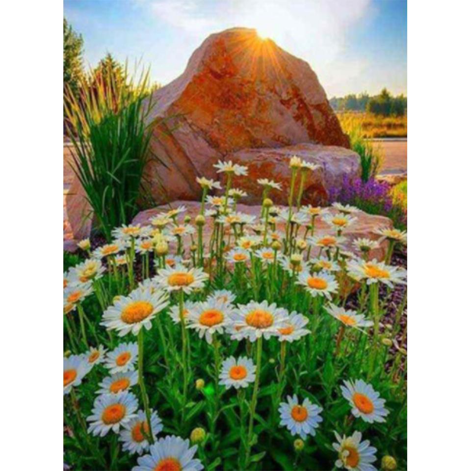 WOWDECOR Diamond Painting – Daisy Flowers Light And Shadow – Kit 5D Completo 30x40 Cm