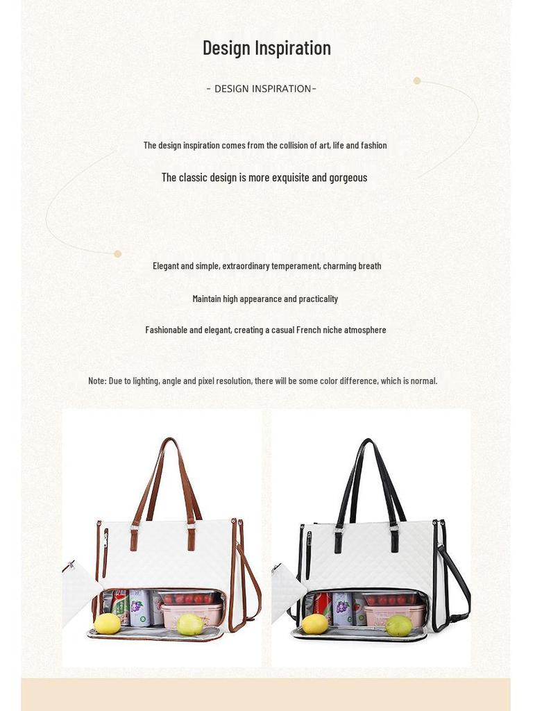 High-Quality Insulated Black Diamond Lattice Lunch Bag, Handbag, and Crossbody Tote