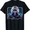 Dracula Meditating At Night With Moon And Bats Background T-Shirt