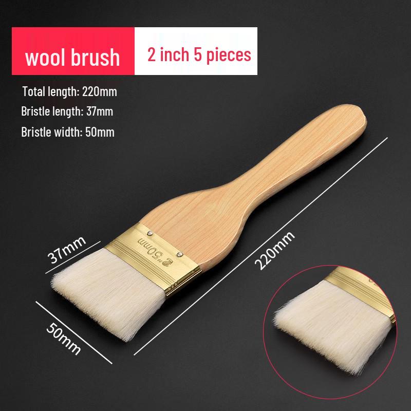 Wool-Latex Paint Brush with Wooden Handle, Soft Non-Shedding Bristles, Ideal for Wall Cleaning and Painting