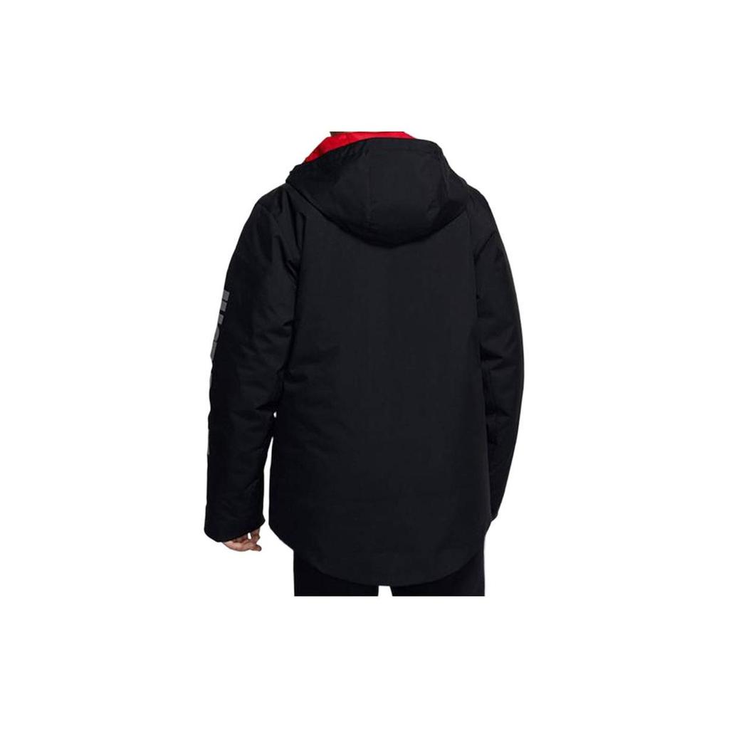 Nike Kurtka bawełniana z nadrukiem logo, zapinana na zamek, z kapturem, średniej długości, kurtki dziecięce, czarna DB6986-010