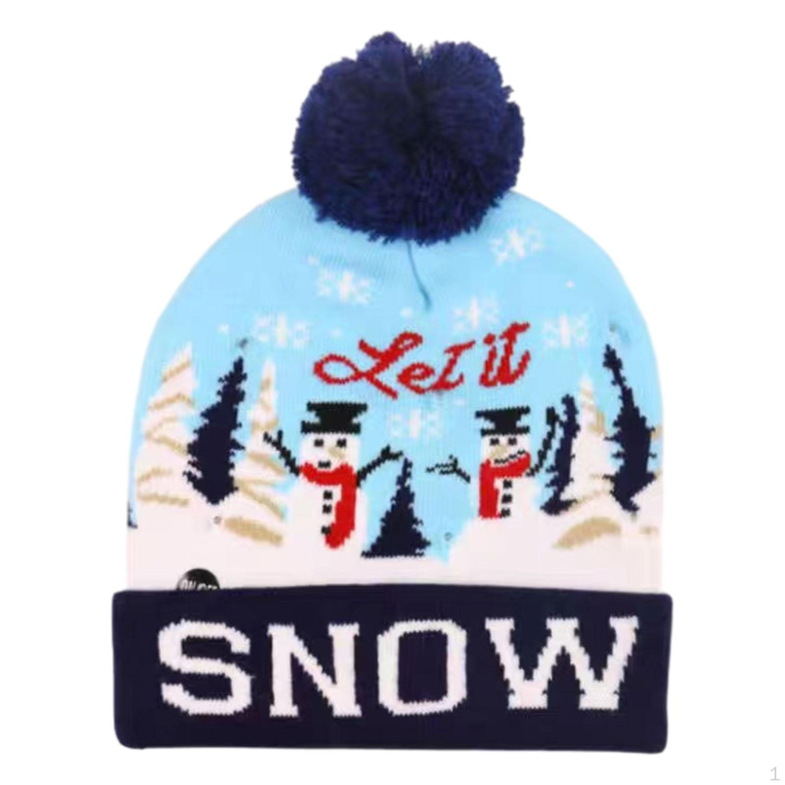 

Рождественская шапка-бини со светодиодной подсветкой для женщин и мужчин, эластичная красочная мигающая зимняя снежная шапка