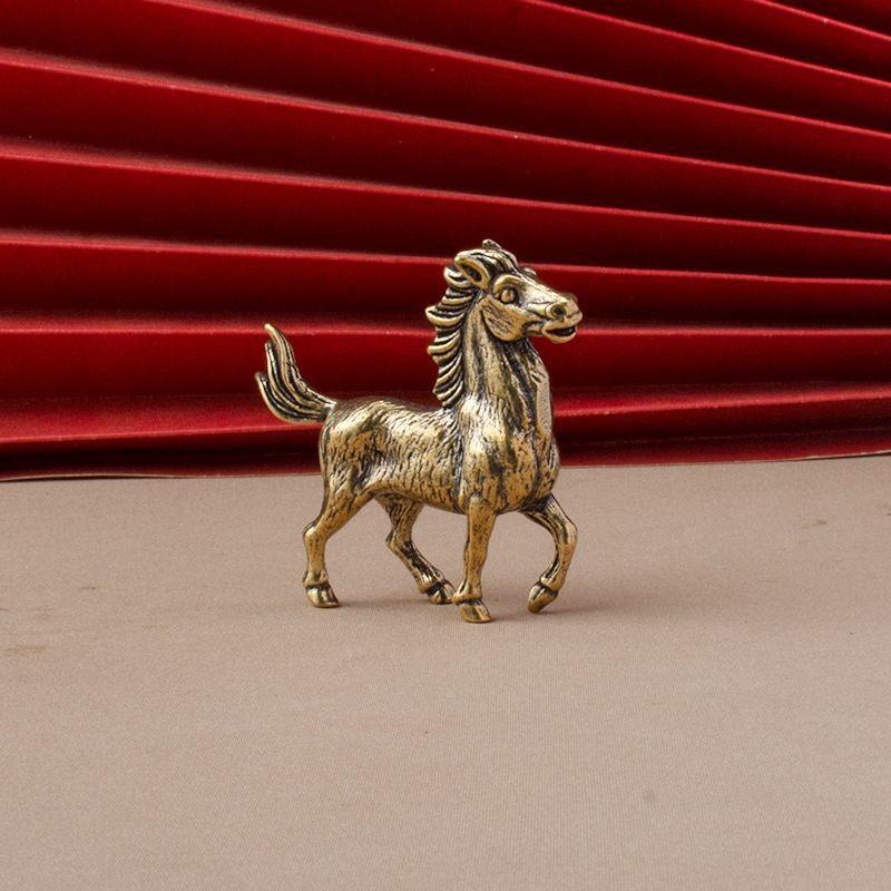 Brass Horse Figurine Sculpture, Animal Statue, Miniature Bronze Statue, Pure Copper Desktop Decoration
