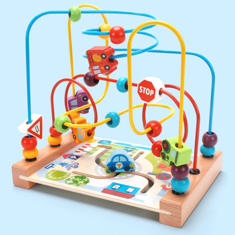 Wooden Stringing Beads for Toddlers 1-3: Animal & Fruit Blocks for Early Education & Hand-Eye Coordination