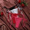 Adjustable Waist Strap Bow Lace Flower Transparent Briefs Mesh Sheer Lace Thong  Lady