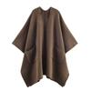 Womens Long Knit Cape Cardigan Loose Fit V-Neck Solid Color Casual Wear