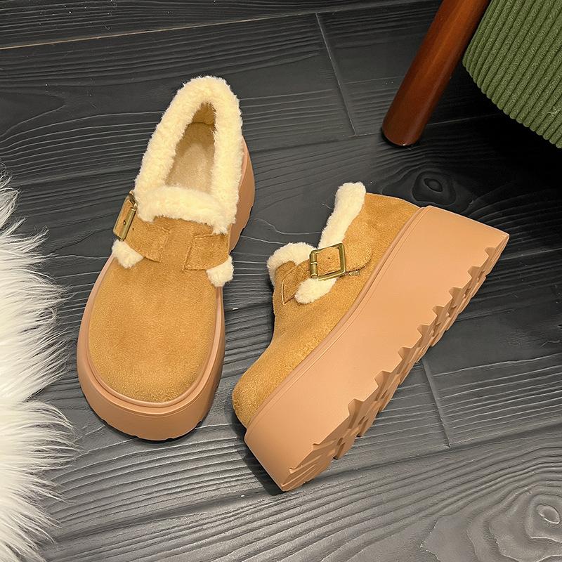 Women's thick-soled winter lightweight warm fur one padded snow boots non-slip wear-resistant casual sneakers cotton boots