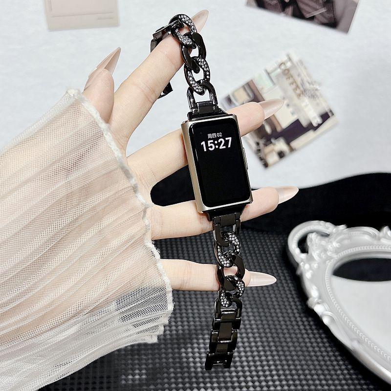 Bling Diamonds Metal Bands for Huawei Watch Band 11 Wristband Dressy Stainless Steel Strap Bracelet for Huawei Bands 11 Pro