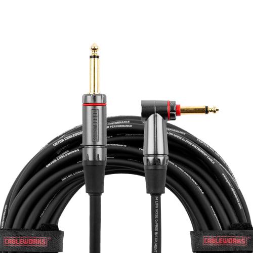 Cableworks by Gator Cases Headliner Series 10ft S/L Shielded Cable for Guitar/Bass with Mute Switch (GCWH-INS-10RAQT)