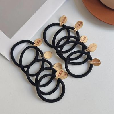 Koreanisches Dickes Schwarzes Haargummi-Set - Damen Hochelastische Nahtlose Haargummis & Accessoires
