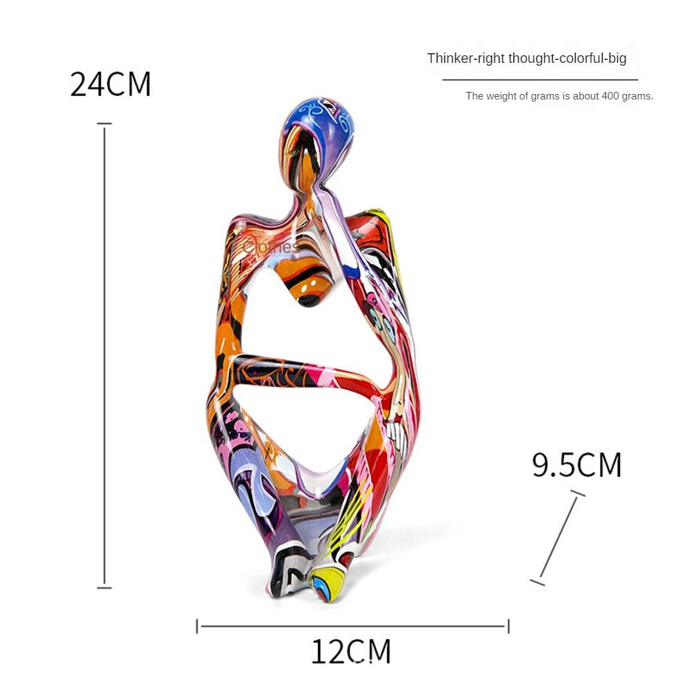 Creative Living Room Decor Resin Sculpture Figure Art Graffiti Think Statue Home Decoration Desk Painted Ornament Craft Gift