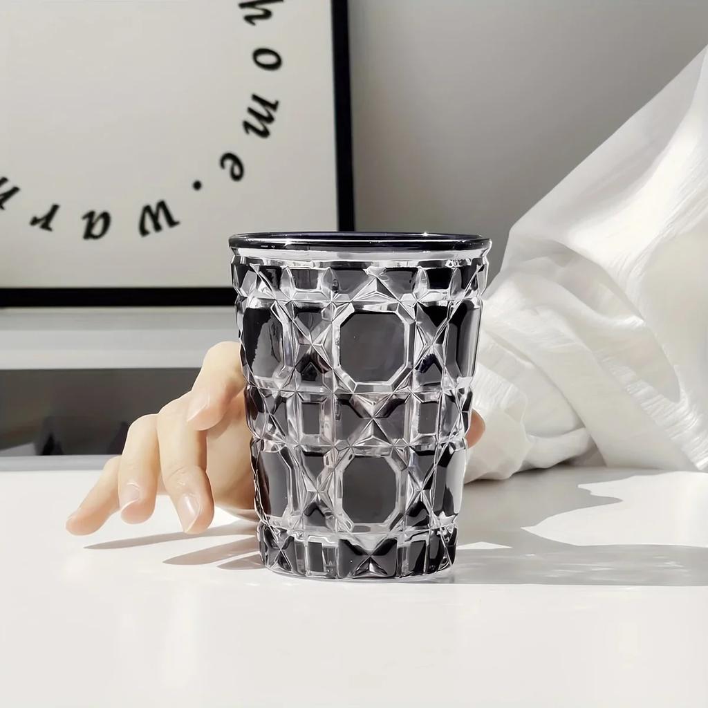 1 stück 310 ml Vintage Bunte Glas Geprägte Wassertasse Eiskaffeetasse Trinkgläser Für Saft Milch Tee Drinkware Glaswaren Geschenk