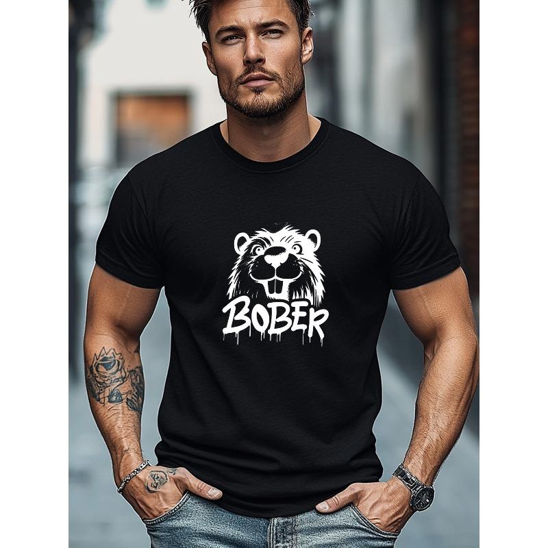European Size Men S Beaver Pattern Summer Casual Round Neck Short T-Shirt - Men s Summer Cotton Graphic Tee S разноцветный 1390₽