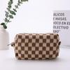 Checkerboard Colorblock Lightweight Crossbody Makeup Bag - Large Capacity Trendy Plaid Cosmetic Storage