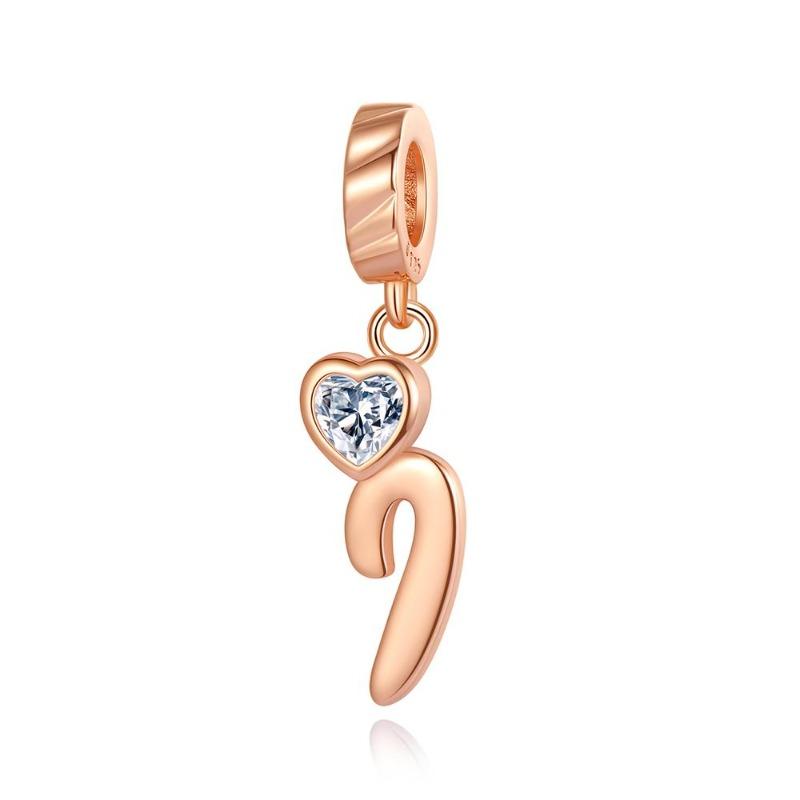 Kupfer 26 Buchstaben A-Z Alphabet Anhänger Charme Roségold Passend für Original Pan Armband Zubehör DIY Schmuck Für Frauen