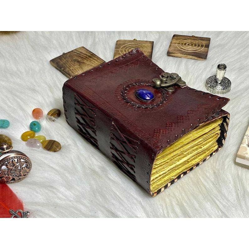 Vintage Leather Journal Celtic Stone Blank Spell Book of Shadows junk journal Grimoire Journal Handmade Journal Gifts for him her