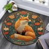 Fox Round Area Rug,Carpet Rug for Living Room Bedroom Sofa Playroom Decor,Non-slip Floor Mat