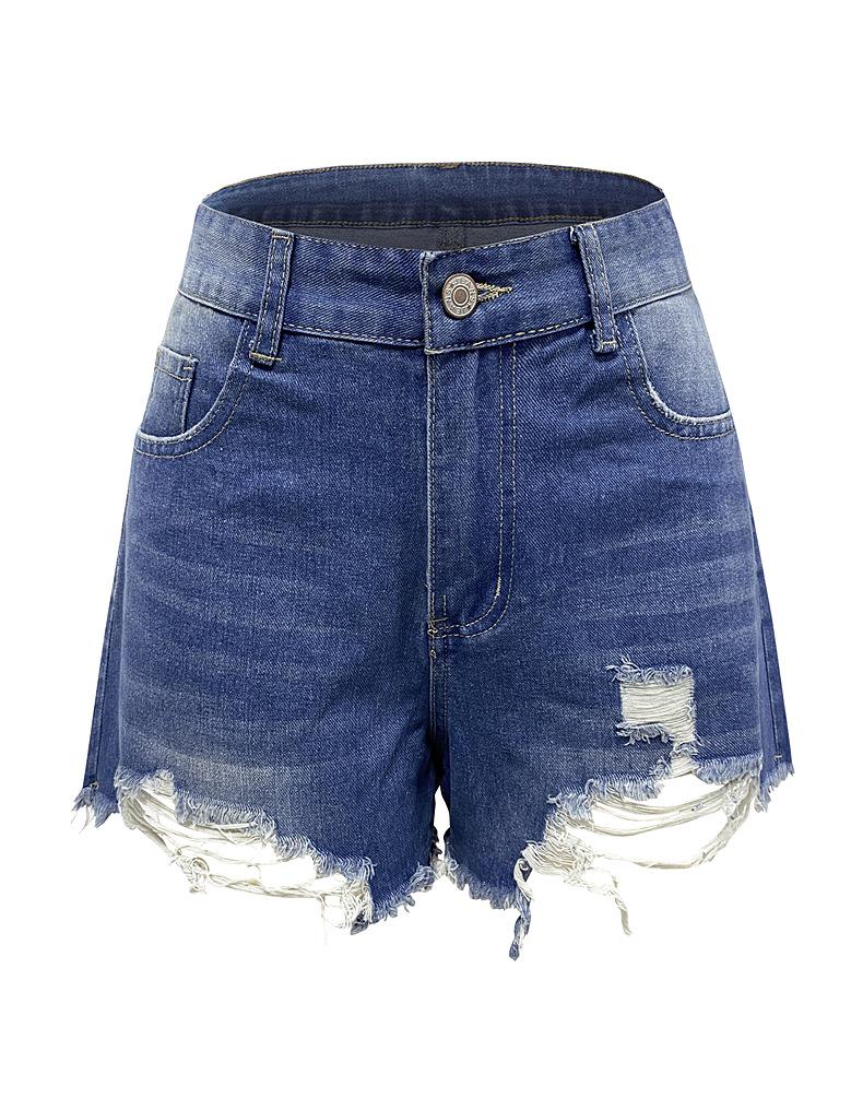 Pantaloncini di Jeans Estivi Donna 2025 Stile Europeo e Americano Vita Alta Strappati