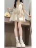 French apricot sleeveless neck sling dress children's summer new vacation small waist skirt
