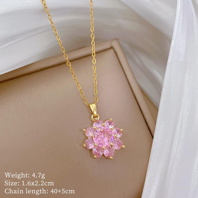 Multi-Element Style Copper Micro-Inlaid Necklace Combination Female Real Gold Electroplated Exquisite Collarbone Chain