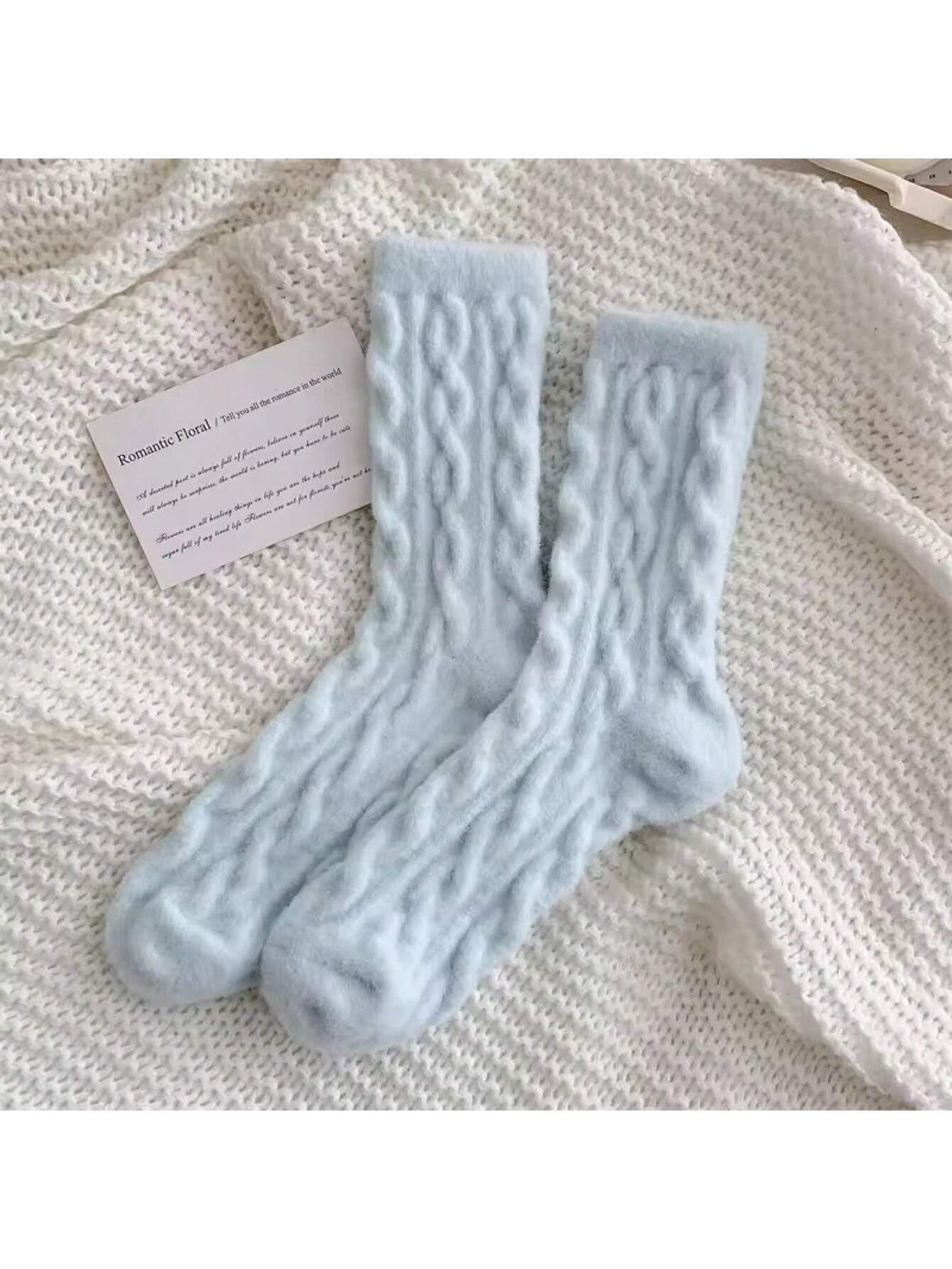 

Warm Women s Socks New Winter Japanese Fashion Solid Color Fluffy Socks for Girls Home Thick Cute Floor Socks Kawaii Autumn Soft One Size
