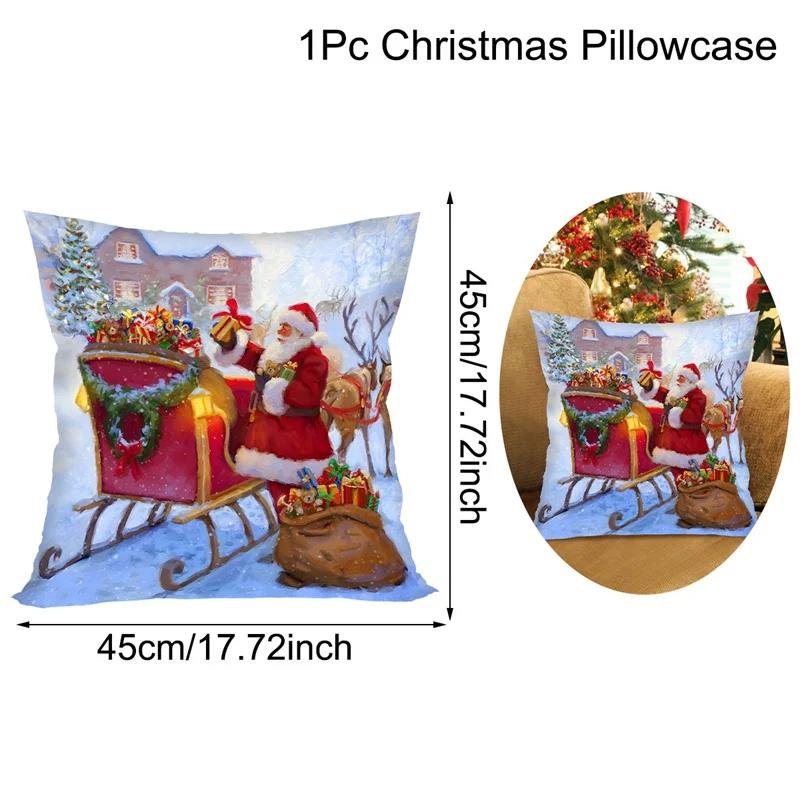 Christmas Cushion Cover Santa Decorative Throw Pillow Case Christmas Decorations For Home Navidad Natal Gifts New Year