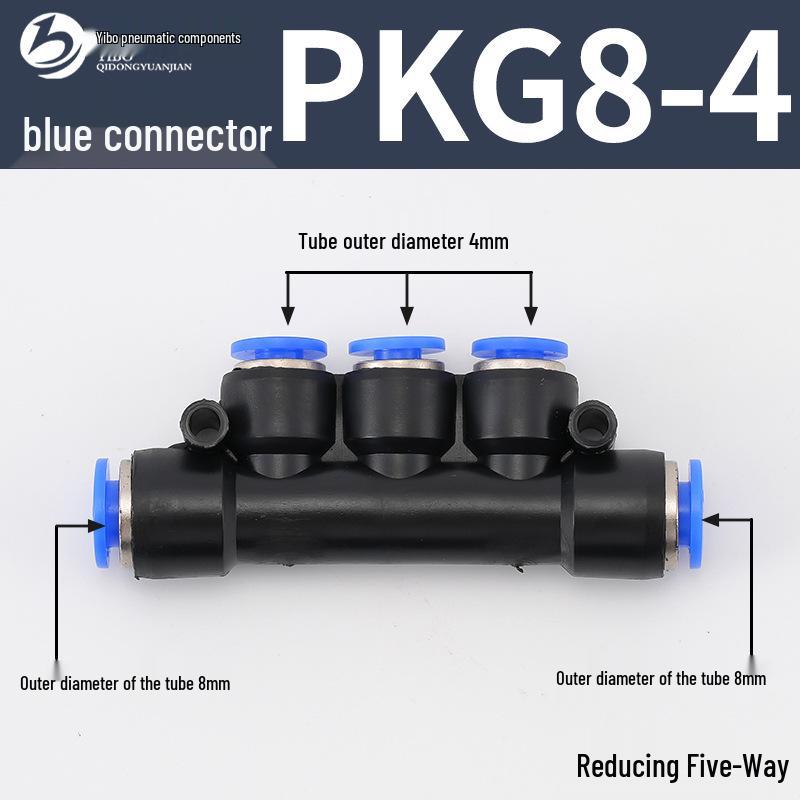 Wirtschaftlicher blauer pneumatischer Schnellkuppler: Gerade, T-Stück, Vierweg, Fünfweg, Reduzierstück für PU/PE/PY/PZA/PK/PV