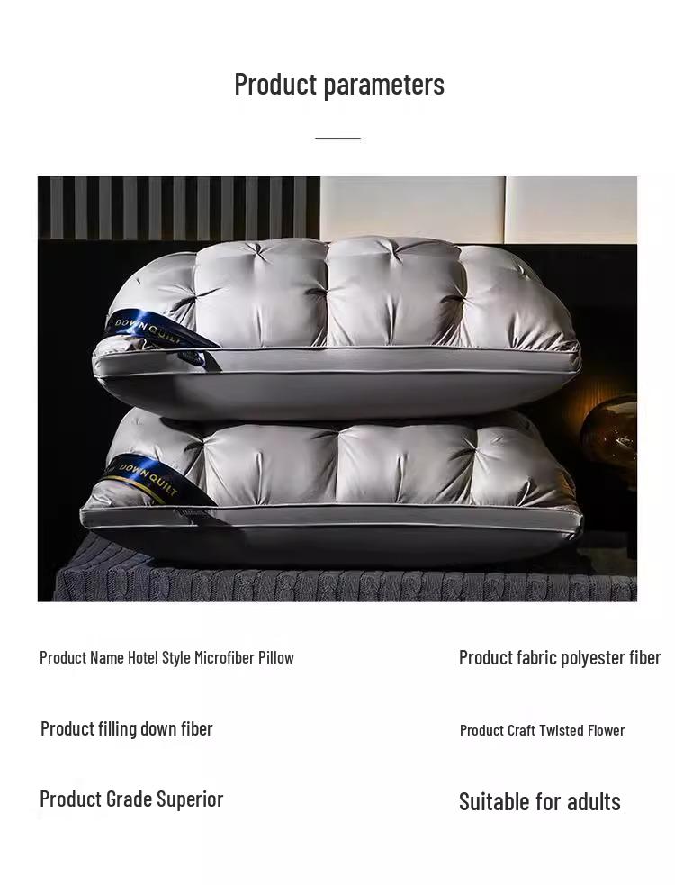 Luxury Durable Hotel Pillow: Neck Support, Non-Collapsing, Washable Feather Velvet