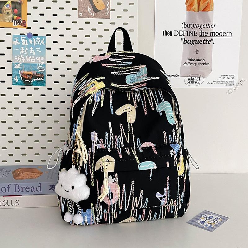 Schoolbag Girl's High Value Ins Wind High Capacity Junior High School Students Simple and Lovely Campus Backpack.