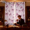 2pcs Pink Romantic Bow Print Blackout Curtains   Multi Size Living Room Bedroom Insulation   Holiday Decoration   Easy Installation