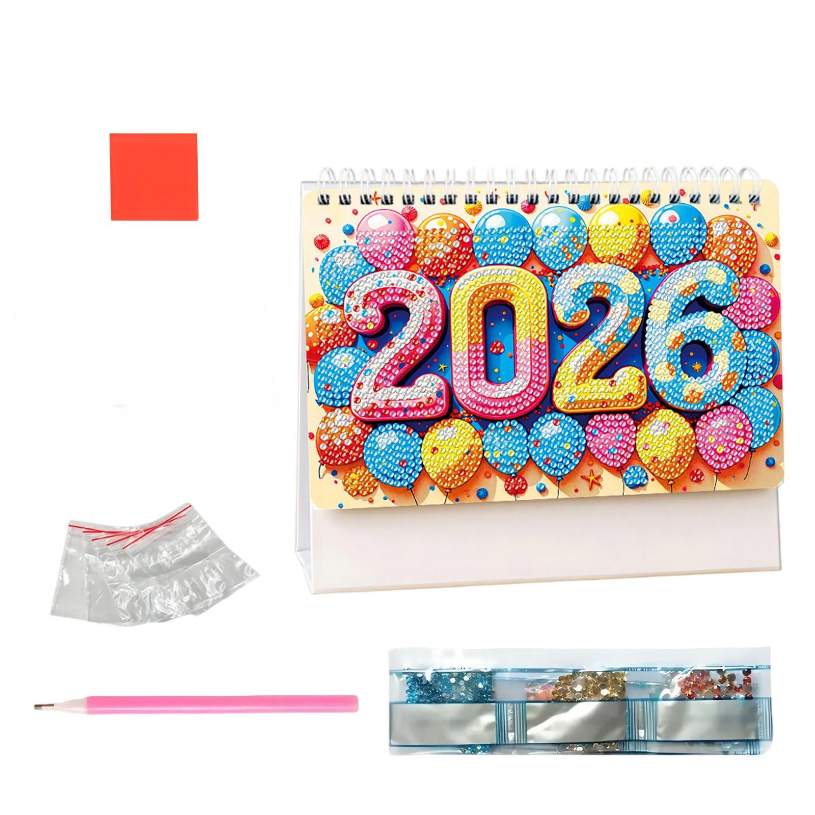 

2026 New Cross-Border Calendar, 13 Sheets, Painting DIY Handmade Diamond Dotting, And Easy-to-Make Desk Calendar One Size
