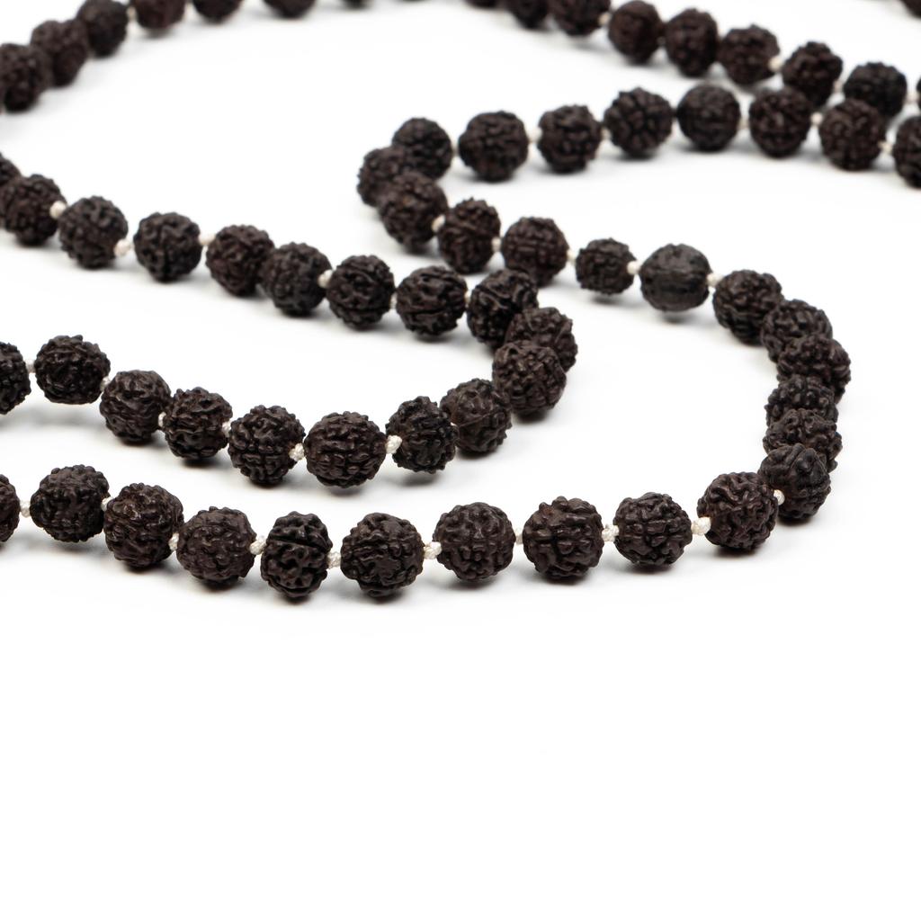 Black Rudraksha Mala 7 MM | Natural Rudraksha Beads Necklace | Meditation and Yoga Beads | Hindu Prayer Necklace | Sacred Jewelry | Unique Gift