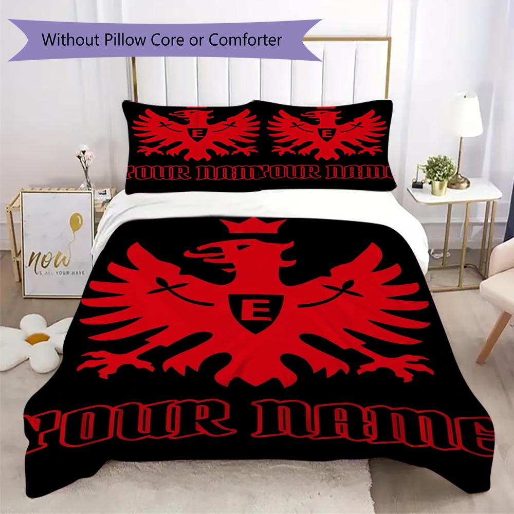 Custom Name Eintracht Frankfurt Pattern Bedding Uilt Set Uilt Cover Pillowcase Home Decoration Birthday Gift (1*duvet Cover+2*pillowcase Without Core)
