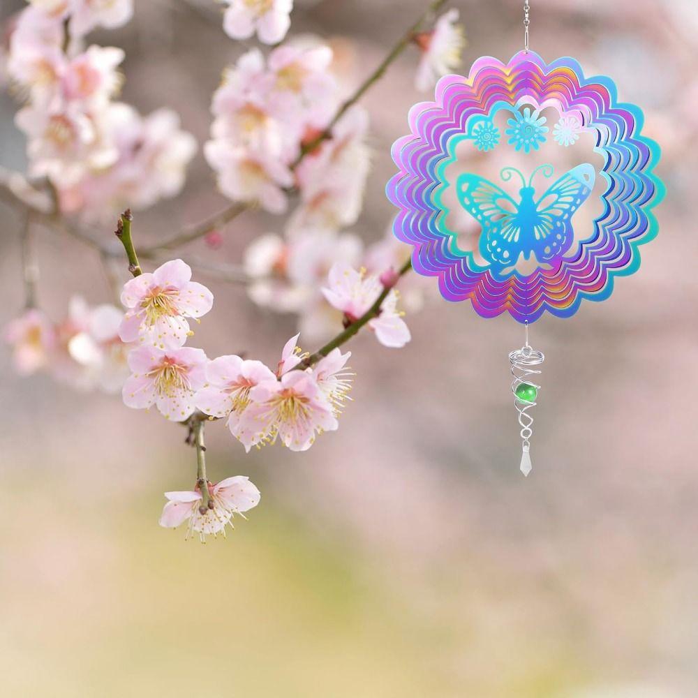 Color Gradient Wind Spinner Spiral Ball Rotating Hanging Art 3D Wind Chime  Window