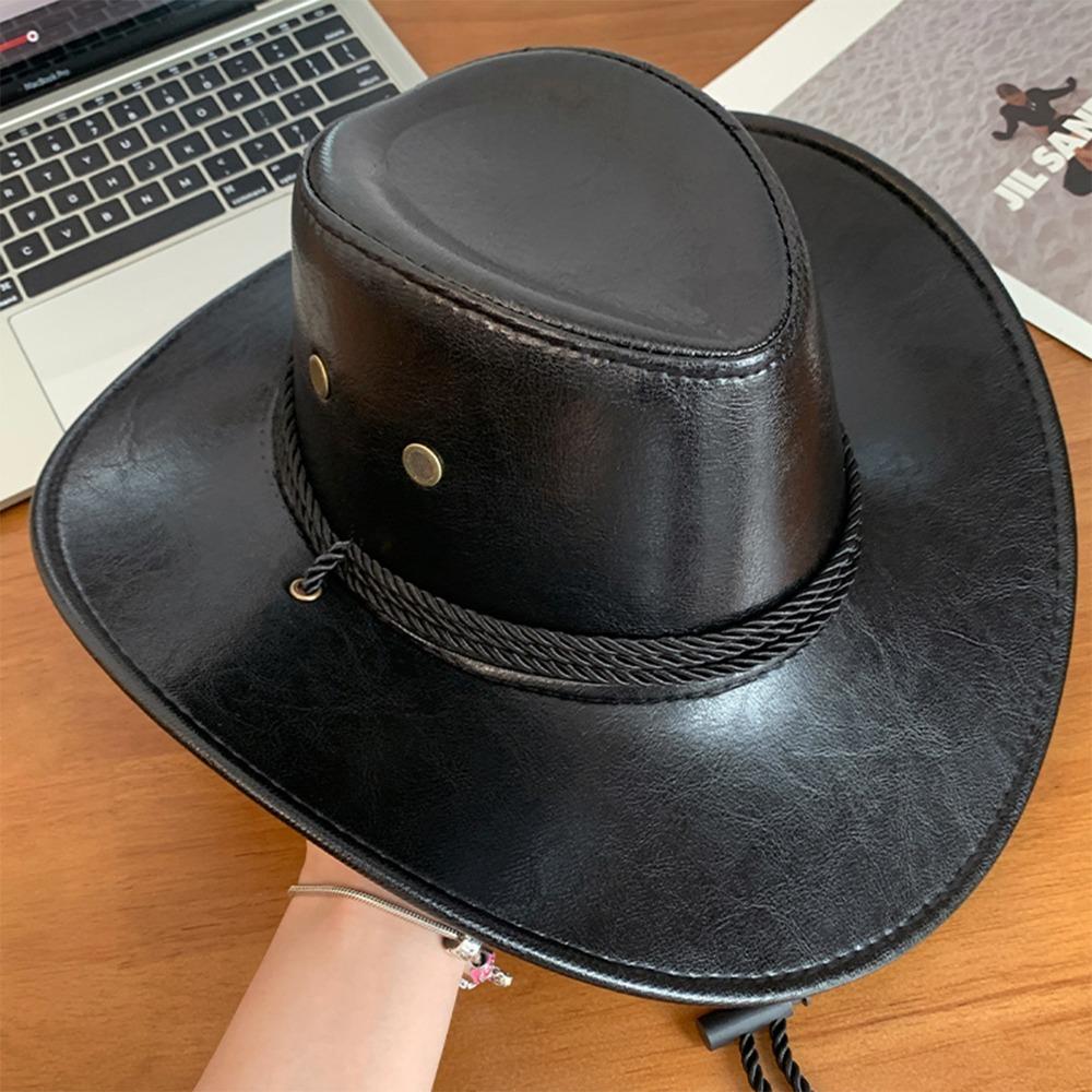 Wide Brim Western Cowboy Hat Ethnic Style Visor Cap Gentleman Knight Hat  Cycling