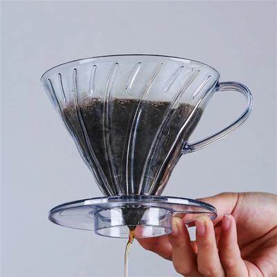 AB66-Plastic Spiral Funnel Coffee Filter Cup V Shaped 60 Coffee Dripper Hand Filter Coffee Hand Drip 01/02