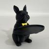 French Bulldog Statue Tray Organizer for Keys Candy Jewelry Earrings Modern Art Dining Table Decor for Entryway Coffee Table Office Home Desk