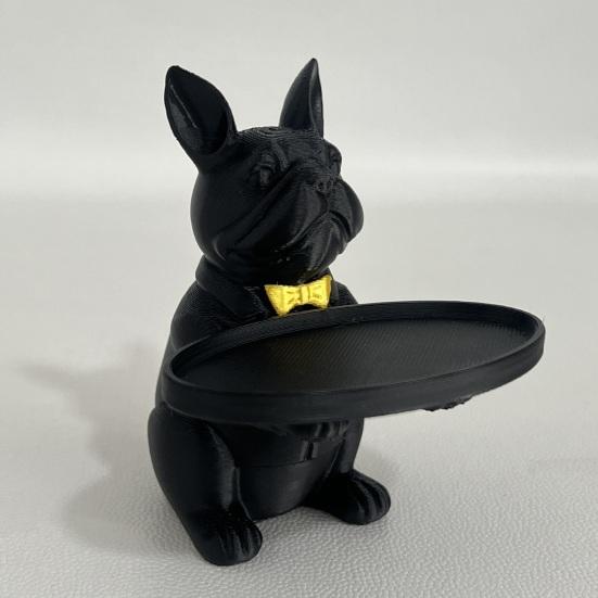 Französische Bulldogge Statue Tablett Organizer für Schlüssel Süßigkeiten Schmuck Ohrringe Moderne Kunst Esstisch Deko für Eingangsbereich Couchtisch Büro Schreibtisch