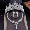 Luxury Green Crown Bridal Jewelry Sets for Women Tiaras Necklace Earring Set Wedding Choker Bride Evening Jewelry Set Fashion